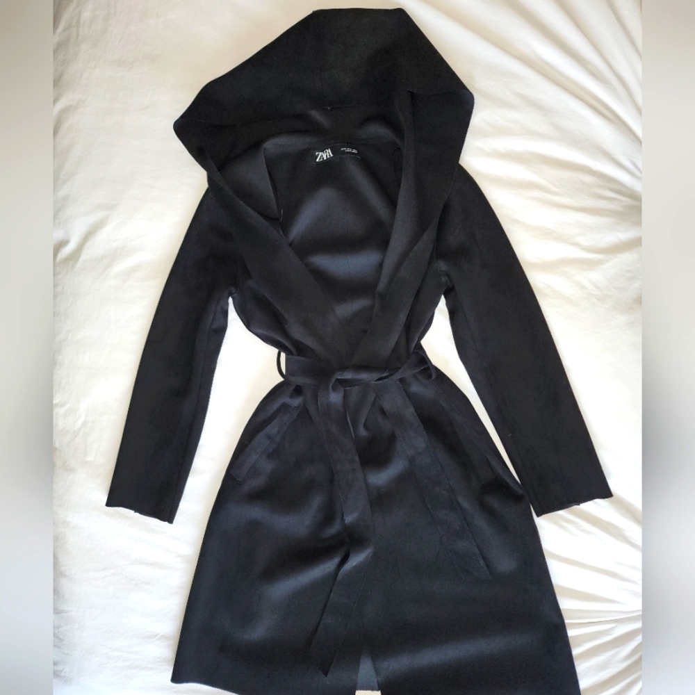 Zara black trench coat size xs